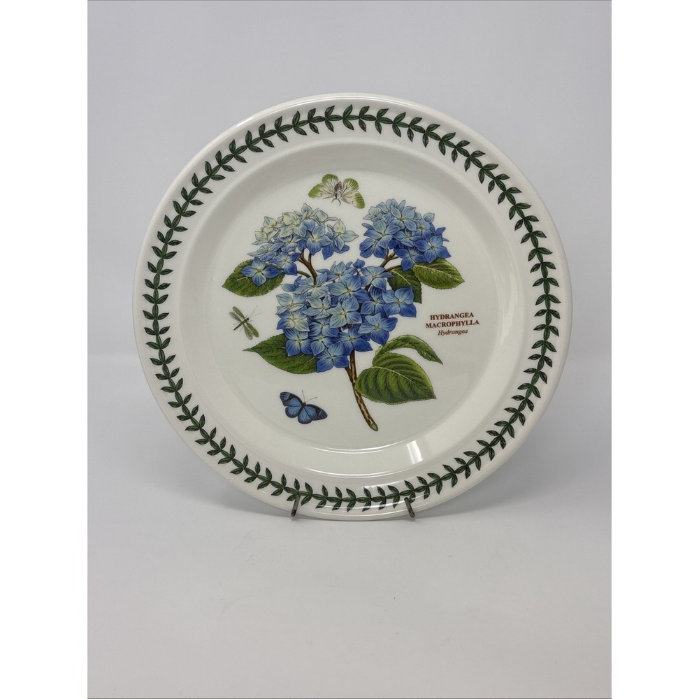 Vintage Portmeirion Botanic Garden Dinner Plate Hydrangea design Leaf border